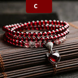Garnet Bracelets 925 Sterling Silver Jewelry Fox Gourd Pixiu Snowflake Charm
