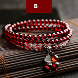 Garnet Bracelets 925 Sterling Silver Jewelry Fox Gourd Pixiu Snowflake Charm