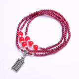 Wine Red Garnet Stone Bracelet Tibetan Silver Pendant Women Healing Jewelry