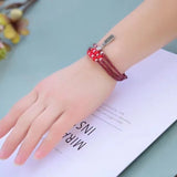 Wine Red Garnet Stone Bracelet Tibetan Silver Pendant Women Healing Jewelry