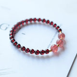 Red Garnet Stone Bracelet Strawberry Crystal Beauty Jewelry