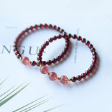 Red Garnet Stone Bracelet Strawberry Crystal Beauty Jewelry
