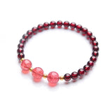 Red Garnet Stone Bracelet Strawberry Crystal Beauty Jewelry