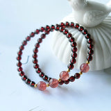 Red Garnet Stone Bracelet Strawberry Crystal Beauty Jewelry