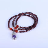 Garnet Gemstone 925 Silver Bracelet Purple Crystal Charm