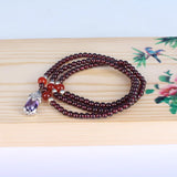 Garnet Gemstone 925 Silver Bracelet Purple Crystal Charm