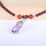 Garnet Gemstone 925 Silver Bracelet Purple Crystal Charm