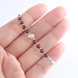 Natural Garnet Beads 925 Silver Bracelet for Girls