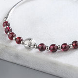 Natural Garnet Beads 925 Silver Bracelet for Girls