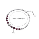 Natural Garnet Beads 925 Silver Bracelet for Girls