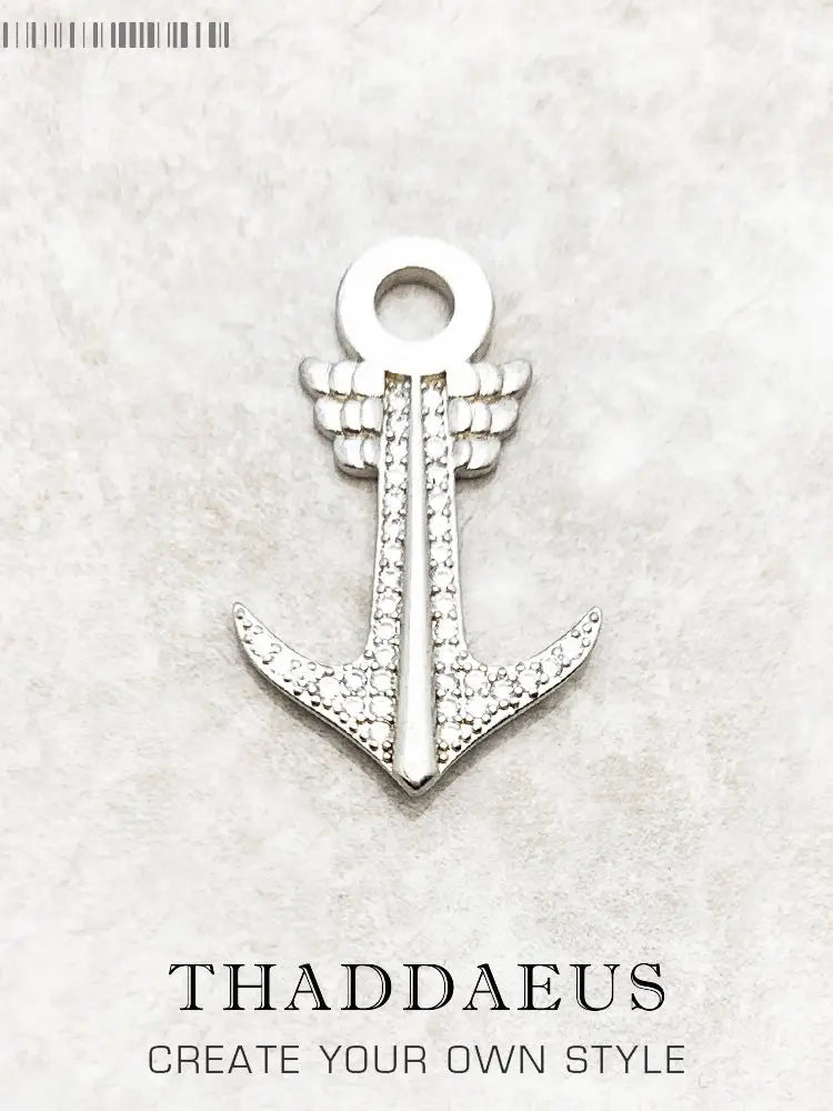 Winged Anchor Pendant 925 Sterling Silver Vintage Jewelry Gift