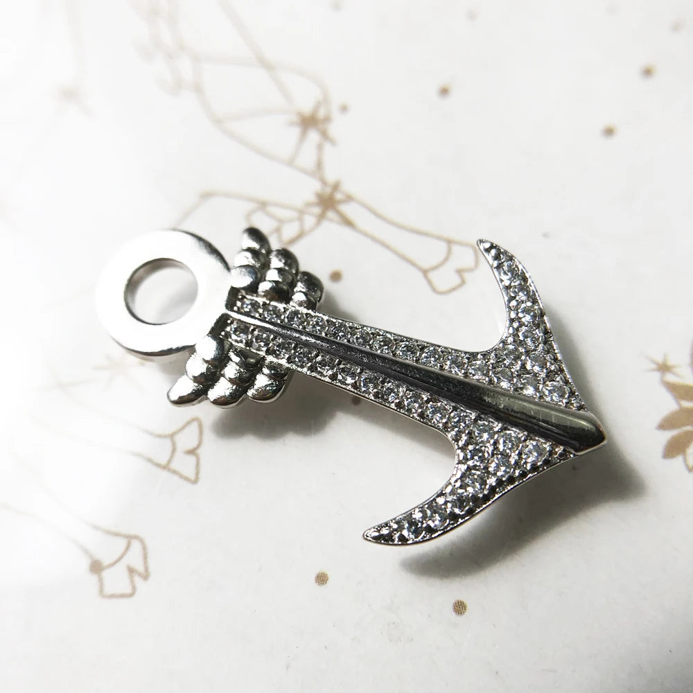 Winged Anchor Pendant 925 Sterling Silver Vintage Jewelry Gift