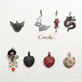 Winged Heart Dragon Mask Pirate Skull Red Fish Necklace Pendant