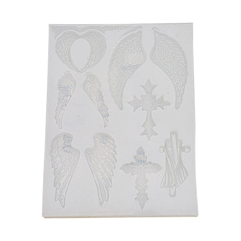 Wings Cross Feather DIY Crystal Epoxy Mould Pendant Decoration Tool