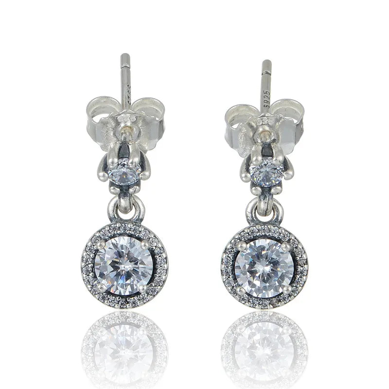 Winter Christmas Woman Earrings Clear CZ 925 Silver Earring
