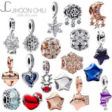 Winter S925 Silver Star Christmas Charm Pendant DIY Gift Women
