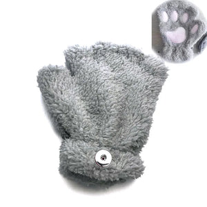 Winter Cat Paw Fingerless Gloves 021 with Snap Button Accessories