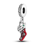 Winter Christmas Socks Pendant 925 Sterling Silver Charm Beads