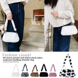 Winter Cow Print Underarm Bag Soft Plush Leopard Small Shoulder Tote