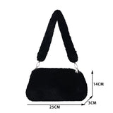 Winter Cow Print Underarm Bag Soft Plush Leopard Small Shoulder Tote