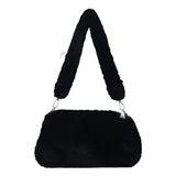 Winter Cow Print Underarm Bag Soft Plush Leopard Small Shoulder Tote