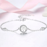 925 Silver Tree of Life CZ Charm Bracelet for Women Girls