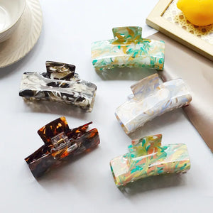 Colorful Painting Marble Acetate Hair Claw - Glitter Hair Clips