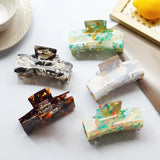 Colorful Painting Marble Acetate Hair Claw - Glitter Hair Clips