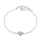 Winter Clover CZ Silver Bracelet Women Lady Wedding 925 Sterling Silver Jewelry