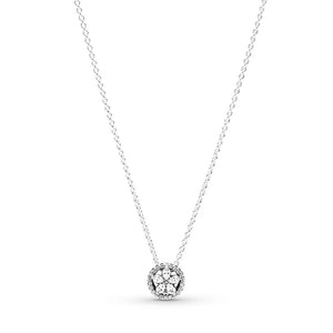 925 Silver Snowflake Heart Necklace Classic Cable Chain