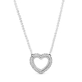 925 Silver Snowflake Heart Necklace Classic Cable Chain
