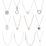 925 Silver Snowflake Heart Necklace Classic Cable Chain