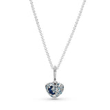 925 Silver Snowflake Heart Necklace Classic Cable Chain