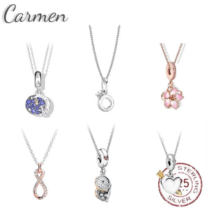 925 Sterling Silver Snowflake Necklace Classic Cable Chain