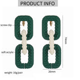 Long Acrylic Chain Clip on Earrings for Women Statement Jewelry