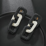 Long Acrylic Chain Clip on Earrings for Women Statement Jewelry