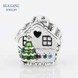 Winter Fits 925 Sterling Silver Gingerbread House Charms Beads