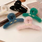 Winter Personalized Letter Plush Barrettes Updo Hair Claw Catch Hair Accessories