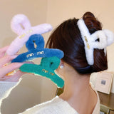 Winter Personalized Letter Plush Barrettes Updo Hair Claw Catch Hair Accessories