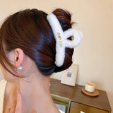 Winter Personalized Letter Plush Barrettes Updo Hair Claw Catch Hair Accessories