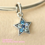 Winter 925 Silver Star Pendant Multi-Colored Crystals Beads