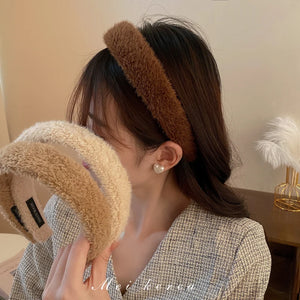 Winter Plush Hair Hoop for Women Girls Classic Office Vintage Headbands