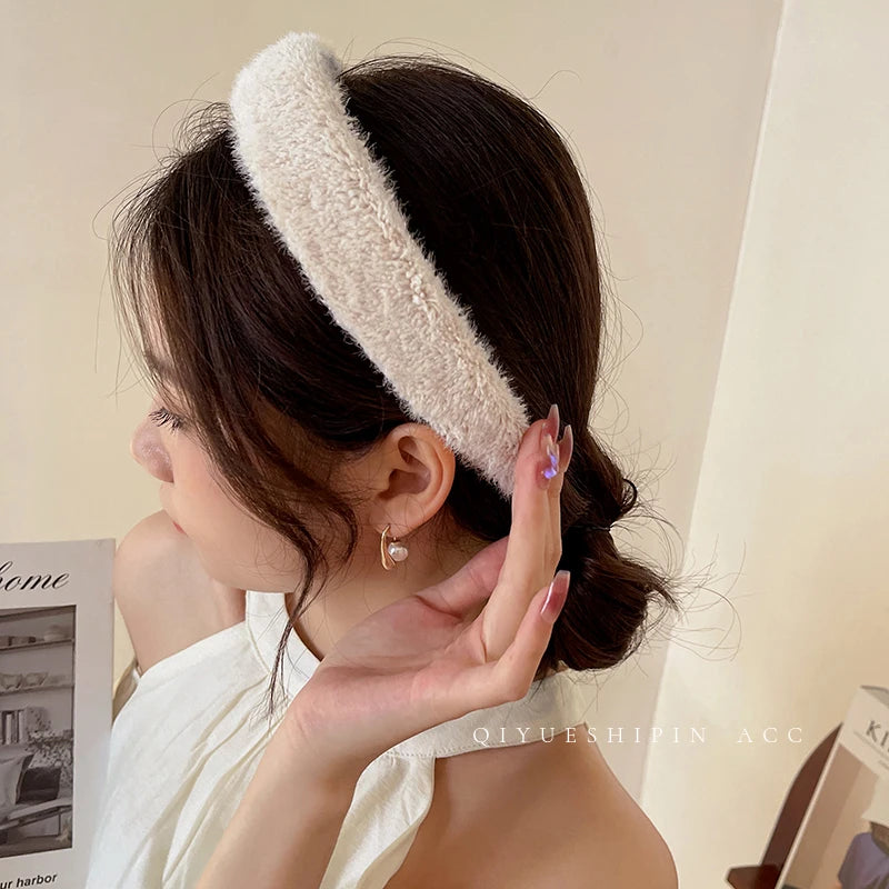 Winter Plush Hair Hoop for Women Girls Classic Office Vintage Headbands