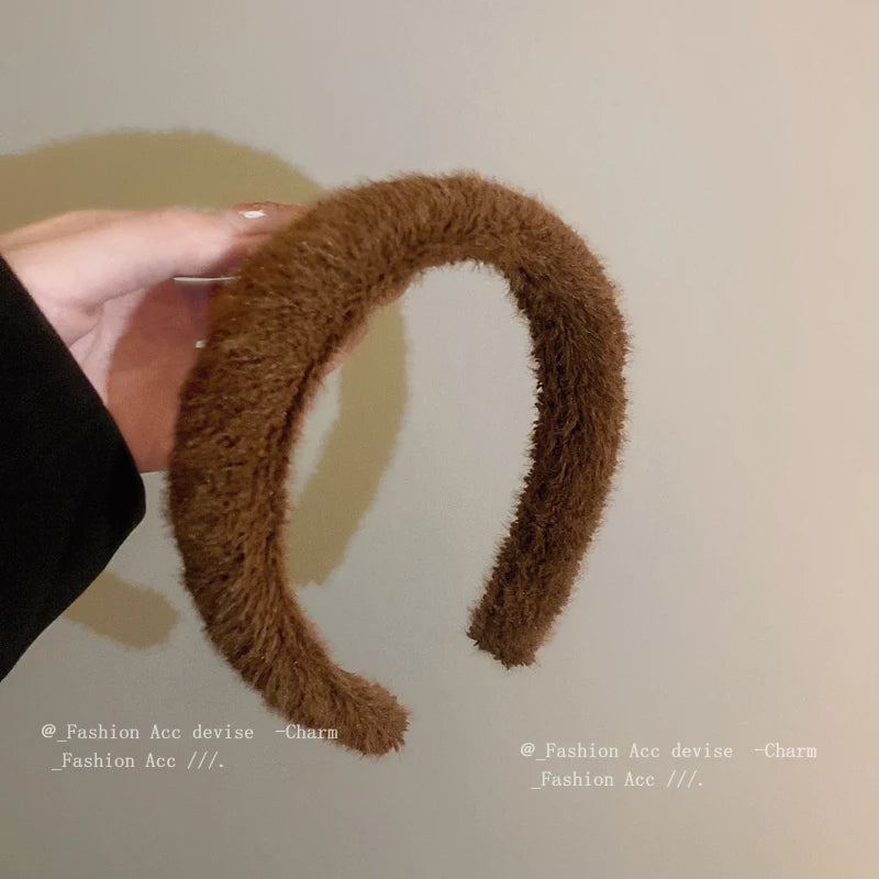 Winter Plush Hair Hoop for Women Girls Classic Office Vintage Headbands