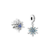 Snowflake Dangle Charms Set Sterling Silver Jewelry DIY Beads For Bracelets