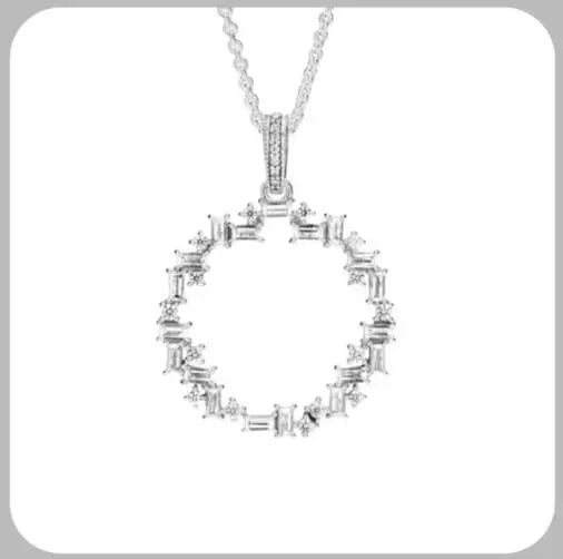 Sterling Silver Snowflake Necklace Round Women's Jewelry