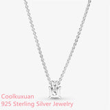Winter Sparkling Collier Round & Square Pendant Necklace 925 Sterling Silver