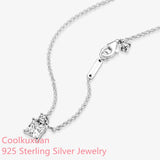 Winter Sparkling Collier Round & Square Pendant Necklace 925 Sterling Silver