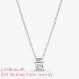 Winter Sparkling Collier Round & Square Pendant Necklace 925 Sterling Silver