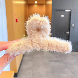 Winter Warm Fur Hair Claw for Women Bath Hair Clip